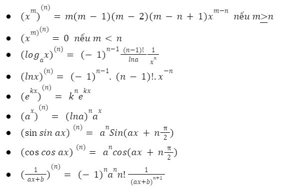 công thức đạo hàm